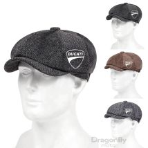Ducati Logo Herren Retro Baskenmütze Britischer Hut Wollmischung Vintage Fischgrätenmuster Tweed Herren Lässiger Zeitungsjungenhut Flache Kappe für Ducati