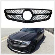 AMG Style Grill Frontgrill für Mercedes Benz W204 C-Klasse 2008–2014 C180 C200 C250 C300 C43 C350 Schwarzes oberes Stoßstangenhaubennetz
