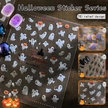 5D Halloween Nagel Aufkleber Kürbis Fledermaus Schädel Hexe Hut Halloween Stil Diy Gel Nagel Aufkleber Urlaub Party Nagel Dekoration