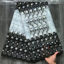 Neueste hochwertige afrikanische Pailletten Guipure Cord Lace Stoff nigerian ische wasser lösliche Spitze Guipure Cord für Frauen Kleider s3668