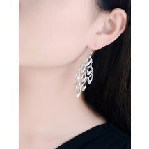 New Maxi Bohemian Peacock Tail Tassel Long Dangle Earrings Wholesale Fashion 925 Sterling Silver Drop Earring Women Jewelry Gift