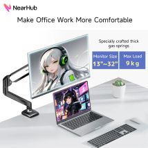 Nearhub MS-001 Monitor Arm Mount Bracket Single Arm,Flexible Adjustment 180° Swivel 360°Rotation Support Monitor Arm Stand