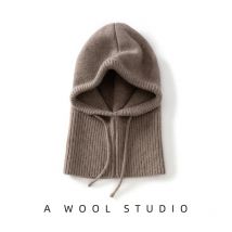 Kominiarka ze 100% wełny merino dla kobiet/mężczyzn, zimowa czapka z kapturem i sznurkiem, miękka, ciepła, dzianinowa czapka chroniąca szyję, idealna na co dzień.