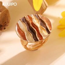 Mode Tropf Öl Geometrische Runde Ringe für Frauen Zubehör Trendy Elastische Einstellbar Breite Gold Farbe Ring Party Schmuck Geschenk