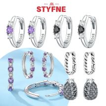 Echtes Sterling Silber S925 Einfache Intarsien Lila Schwarz Zirkon Perle Original Ohrring für Frauen Herstellung Von Schmuck Elegante Feine Geschenke