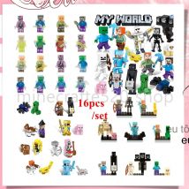 Minecrafte Serie 16 Teile/satz Bausteine MC Minifigur Mini Spielzeug Zusammengebautes Gebäude Kompatible Blöcke Spielzeug Cartoon Charaktere