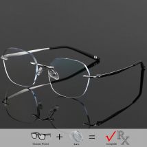 Titan Männer Randlose brille Photochrome Optische Rezept Anti blau licht Oculos Multifokale Linse