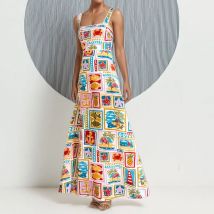 Sommer frauen Obst Pflanzen Druck Urlaub Kleid Graffiti Print Sexy Ärmellose Ausgesetzt Strap Bh Temperament Strand Kleid