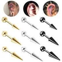 ZS 1 Piece 18G Spike Stud Earring Black Stainless Steel Ear Piercings For Men Women Cone Cartilage Helix Tragus Piercing Jewelry