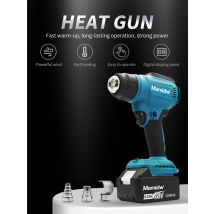 Heat Gun Shrink Wrapping Tool Hot Air Gun Air Dryer Soldering Thermal Blower with LED display For 18V Makita battery Pins