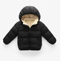 1 stücke Junge Mädchen Mantel Baby Winter Dicke Daunen Jacken Kinder Warme Plüsch Verdicken Oberbekleidung Kleidung Fell Kapuze Jacke Kinder schneeanzug