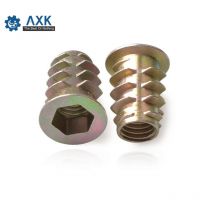 50Pcs M4 M5 M6 M8 Zinc Alloy Thread For Wood Insert Nut Flanged Hex Drive Head Furniture Nuts Inner six angle screws