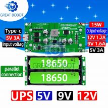 BS Type-C 15W 3A 18650 Lithium Battery Charger Module DC-DC Step Up Booster Fast Charge UPS Power Supply / Converter 5V 9V 12V