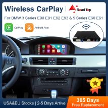 Road Top CarPlay inalámbrico Android Auto para BMW, Serie 3, E90, E91, E92, E93 y serie 5, E60, E61, 2008-2013, con función Mirror Link