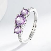 Damenring aus 925er-Sterlingsilber, elegant, schlicht, Amethyst-Zirkon, OL, für die tägliche Pendlerparty