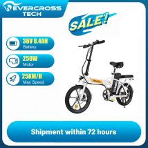 Bicicleta eléctrica EVERCROSS TECH EK5 para adultos, plegable, con autonomía de 20-45 km, velocidad de 15/20/25 km/h, ruedas de 16 pulgadas.