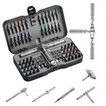 VMAN Kit 66 en 1 Destornillador Ratchet Multifunción Trocas Magnéticas Múltiples, Herramienta de Reparación Mini Kit de Herramientas Domésticas para PC y Escritorio, etc.