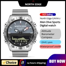 NORTH EDGE Orologio subacqueo da uomo Esercito militare di lusso in acciaio pieno Smartwatch Bussola Altimetro Barometro Orologio digitale Impermeabile 200 m