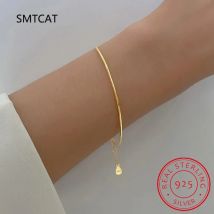 Echtes 925er Sterlingsilber, minimalistisches Kettenarmband für modische Frauen, Party, niedlicher feiner Schmuck, 18 Karat Gold-Accessoires