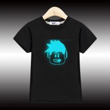 2024 kinder Neue Kurzarm T-shirt Jungen Casual Leuchtende Tops Cartoon Gedruckt Hemd UNS Größe 3-14 T