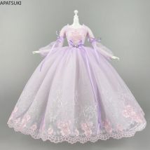 Lila handgemachte Kleidung Prinzessin Kleid für Barbie Puppe Outfits 1/6 Puppen Zubehör Puffärmel Schleife Partykleid Kinderspielzeug
