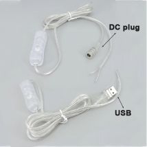 2M 22awg transparentes Netzteil USB DC 5-12V Kabel männlich weiblich Schalterknopf Stecker Verlängerungskabel für LED-Neonstreifenlicht