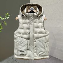 Neue Mode Herbst Winter männer Farbe-coded Casual Trendy Einfache Grundlegende Ärmellose Kapuze Stepp Westen Männliche Kleidung Mäntel tops