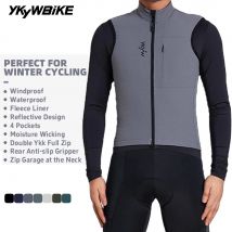 YKYW Gilet da ciclismo invernale Fodera in pile impermeabile Pinza antiscivolo posteriore Termica antivento Assorbimento dell'umidità 4 tasche 7 colori