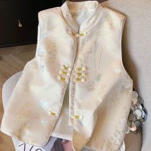 Neue Chinesische Stil Ethnischen Stil Schnalle drucken Ärmellose Weste Jacken Frauen TangSuit Cheongsam Frühling Sommer Weste Vintage Mäntel