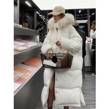 Große Echt Waschbären Pelzmantel Mit Kapuze Ente Unten Regen Feder Parkas Wasserdichte Winter frauen Europäischen Lange Puffer Jacke Weibliche