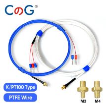 CG K/PT100 Typ M3 M4 Kupferschrauben-Thermoelement mit 0,5/1/2 m hochpräzisem, wasserdichtem PTFE-Kabel, 3D-Drucker-Temperatursensor