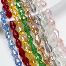 1 Strand 8x12mm Spacer Water Drop Beads AB Shine Glass Crystal Beads Bransoletki dla kobiet Akcesoria Koraliki do wyrobu biżuterii