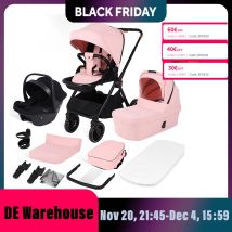 3-in-1 Kinderwagen Rosa Tragbarer Klappbarer Kinderwagen für Mädchen Neugeborenen-Reisekinderwagen Leichter Rahmen Umkehrbarer Sitz Installation
