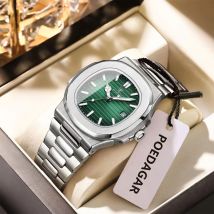 POEDAGAR Platz Trendy Männer Armbanduhr Leuchtende Wasserdichte Edelstahl Uhr Für Mann Datum Quarz Business herren Uhren Reloj