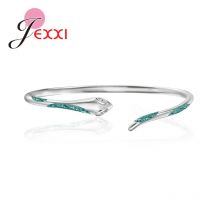 925 Sterling Silver Charm Bangles for Women Minimalism Green snake Cuff Bracelet 2025 New Trendy Jewelry Girls Wedding Gift