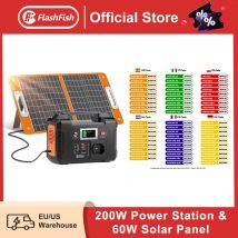 FF Flashfish E200 Centrale elettrica portatile da 200 W Generatore solare da 151 Wh con pannello solare pieghevole da 60 W Kit completo di batterie