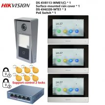 HIKVISION Original mehrsprachiges 802.3af POE-Video-Gegensprechanlage-KIT, einschließlich DS-KV8113-WME1(C) und DS-KH6320-WTE1 und PoE-Switch