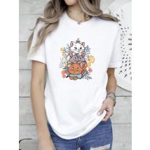 Disney Baumwolle Disney „Die Abenteuer von Kitty“ Damen T-Shirt Disney Cat Mary Toulouse-Berlioz T-Shirt Große Größe Harajuku