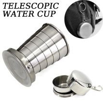 Tragbare Edelstahl-Klappbecher, Teleskopbecher für Tee, Camp, Utensilien, Geschirr, gefaltete Tasse, Outdoor, Camping, 75 ml/150 ml/250 ml