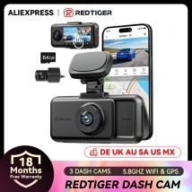 REDTIGER A6  3 Cameras Front/Cabin/Rear Cam 4K Dash Cam Built-in 5.8Ghz WiFi GPS Car DVR Night Vision Parking Monitor 3 Cameras