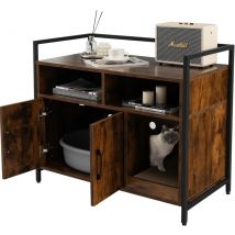 Katzen toilette, Katzen schrank mit Fächern und Kratz baum Stahlrahmen, Kätzchens chrank, 89x45x74,5 cm, braun
