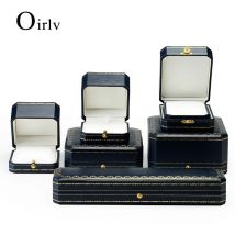 Oirlv Royal Blau Doppel Ring Box PU Leder 10.5*8*4,5 cm Schmuck Organizer Box für Engagement Hochzeit schmuck Geschenk Fall