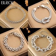 EILIECK 316L Edelstahl Silber Farbe Dicken Armband Für Frauen Trendy Punk Handgelenk Kette Wasserdicht Schmuck Geschenk Party Bijoux