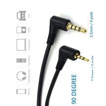 1pc 90 Degree Right Angle 3.5mm 4 Pole Male to 2.5mm 3 Pole Male Headset Stereo Audio Aux Extender Adapter Jack Cable 20cm