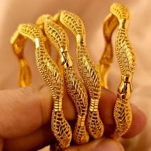 Dubai 24k Gold Farbe Luxus Armreifen für Frauen Arabisch Neue Jahrestag Hochzeit Party Geschenke Original Armbänder