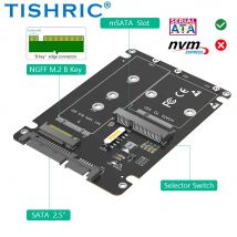 TISHRIC SSD-Gehäuse-Adapterkarte M.2 MSATA SSD zu SATA Konverter M.2 BKey zu SATA SSD 2,5 Zoll SATA 3.0 Gehäuse Unterstützung Laptop PC