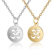 Religiöse kleine Yoga Charm Anhänger Gold Silber Farbe Edelstahl Indische Hindu Hindoe Buddhistische OM Halskette für Frauen Schmuck