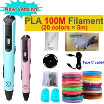 Nowy długopis do drukowania 3D ekran LCD 1.75mm ABS/PLA 0.7mm średnica materiał dzieci DIY pióro do rysowania świąteczne prezenty urodzinowe