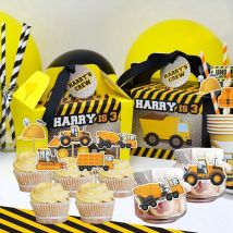 Kuchenaufsätze für Baufahrzeuge, Bagger-Bulldozer, Papieraufsätze für Bau- und Geburtstagsfeiern für Jungen, DIY-Kuchendekorationen