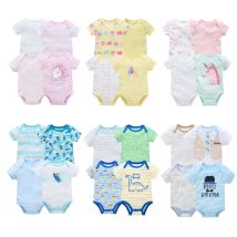 4 Teile/satz Baby Kleidung Mädchen Strampler 100% Baumwolle Bebe Body Einhorn Infant Kleidung Outfit Overall Kurzarm Für 0-12M